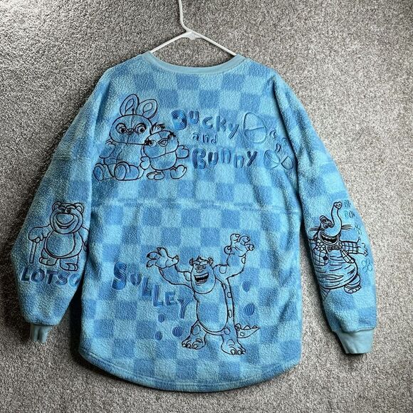 Disney Spirit Jersey Adult Small‎ Blue Pixar Sulley Lotso Fuzzy Fluffy Fleece - Picture 8 of 12